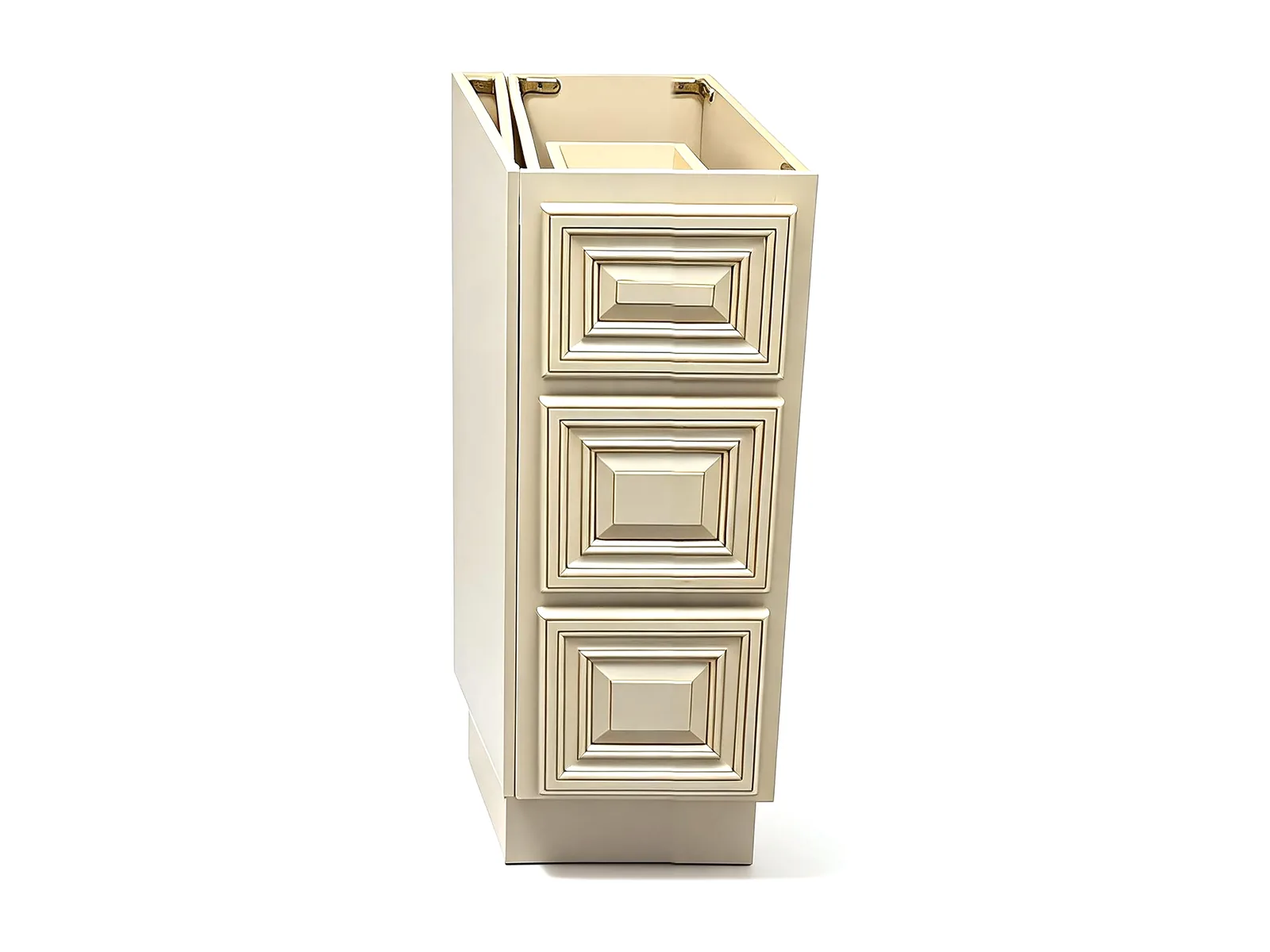 12" Antique White 3-Drawer Vanity Base