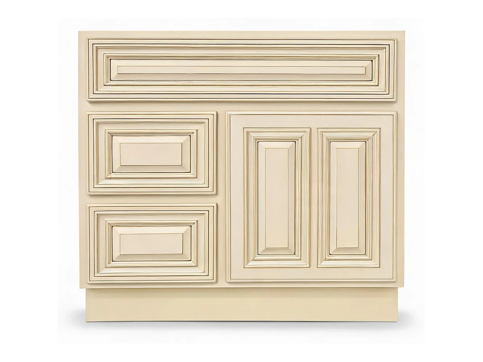 36" Antique White Raised-Panel Vanity with Drawers