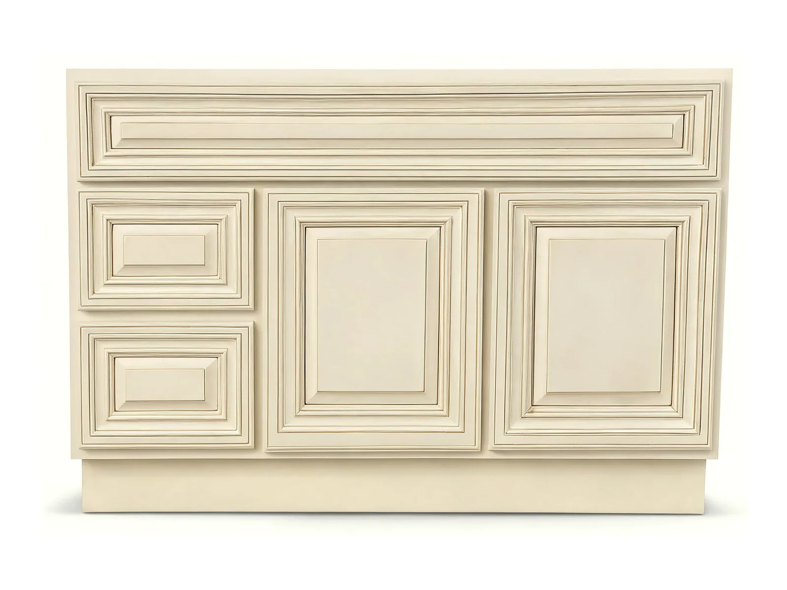 42" Antique White Raised-Panel Vanity with Drawers