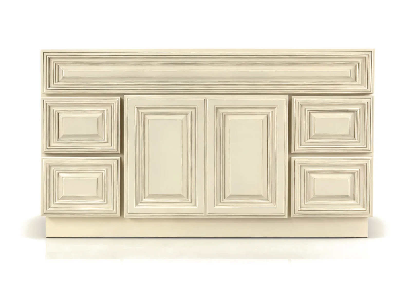 48" Antique White Raised-Panel Vanity with Drawers