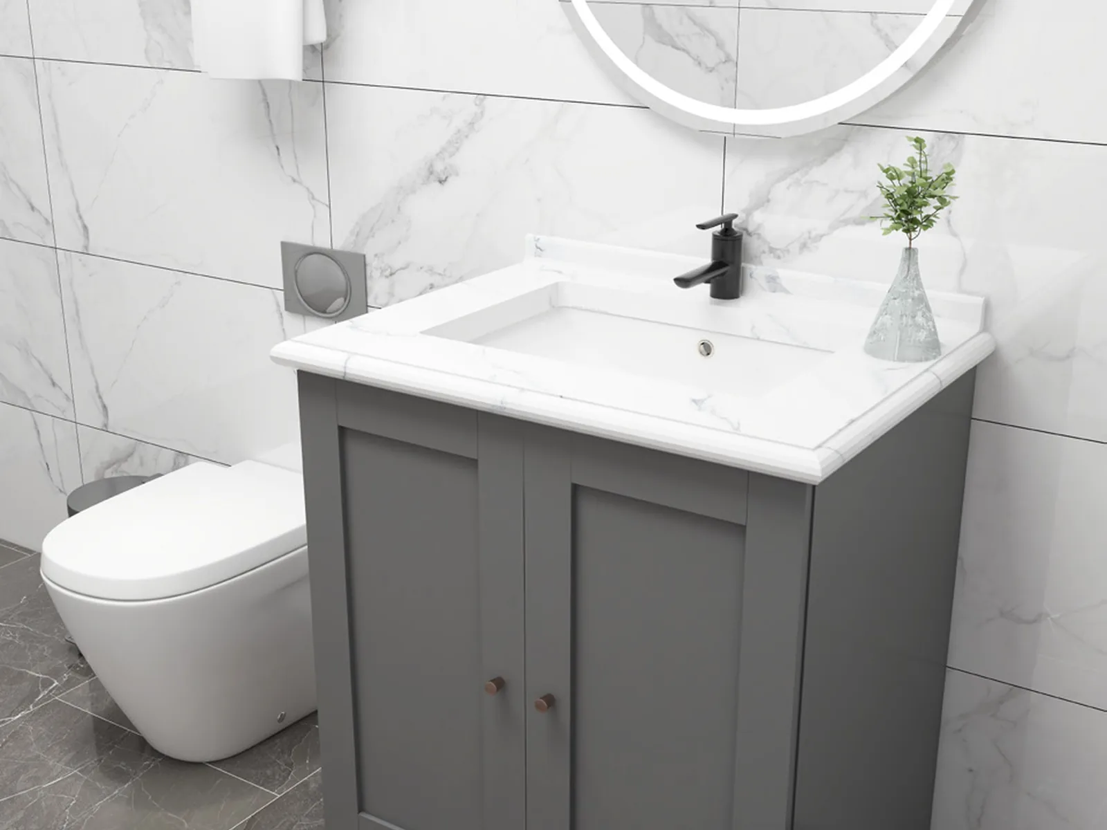 36" Grey Shaker Vanity Sink Base