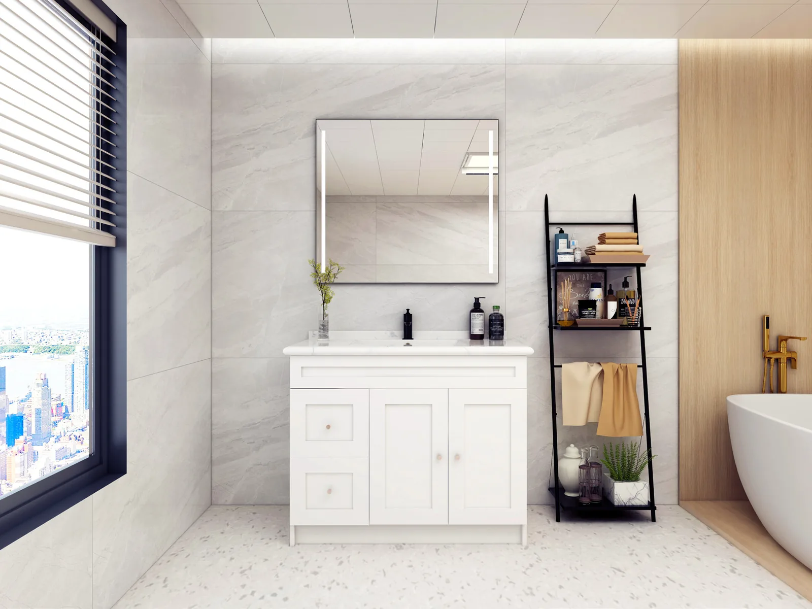 30" White Shaker Vanity Sink Base with Drawers