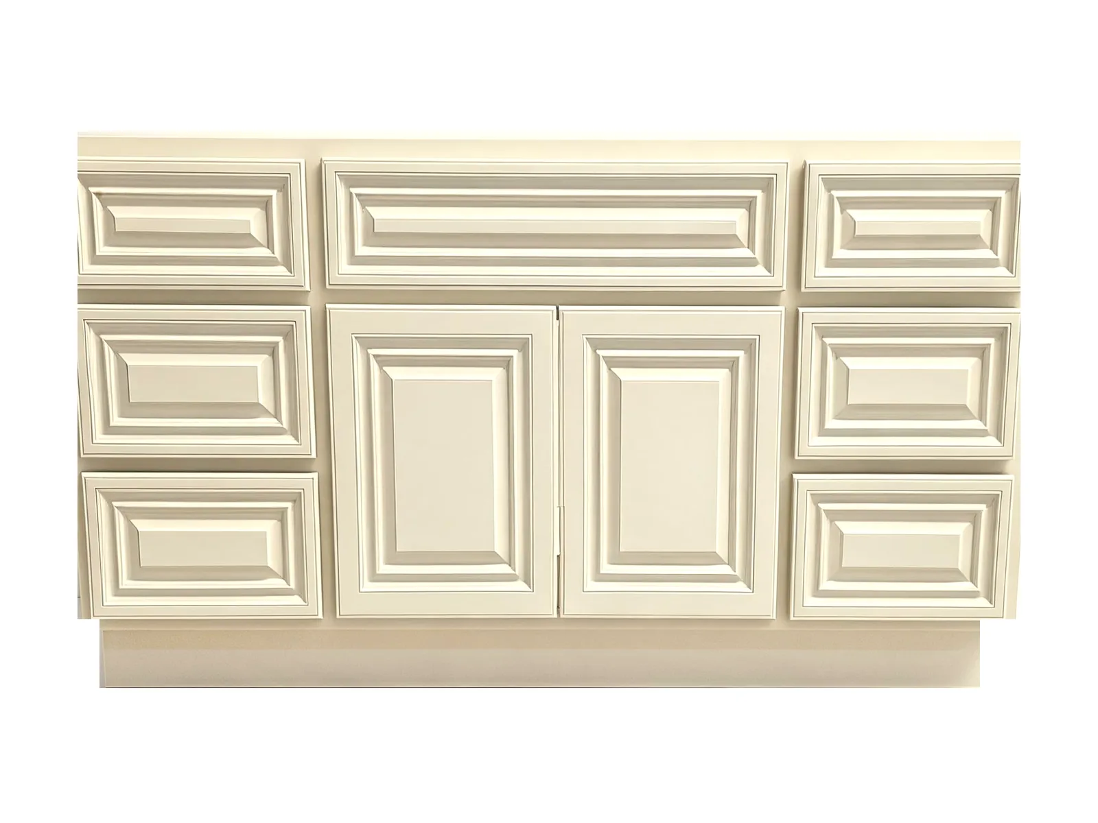 60" Antique White Raised-Panel Double Vanity with Drawers