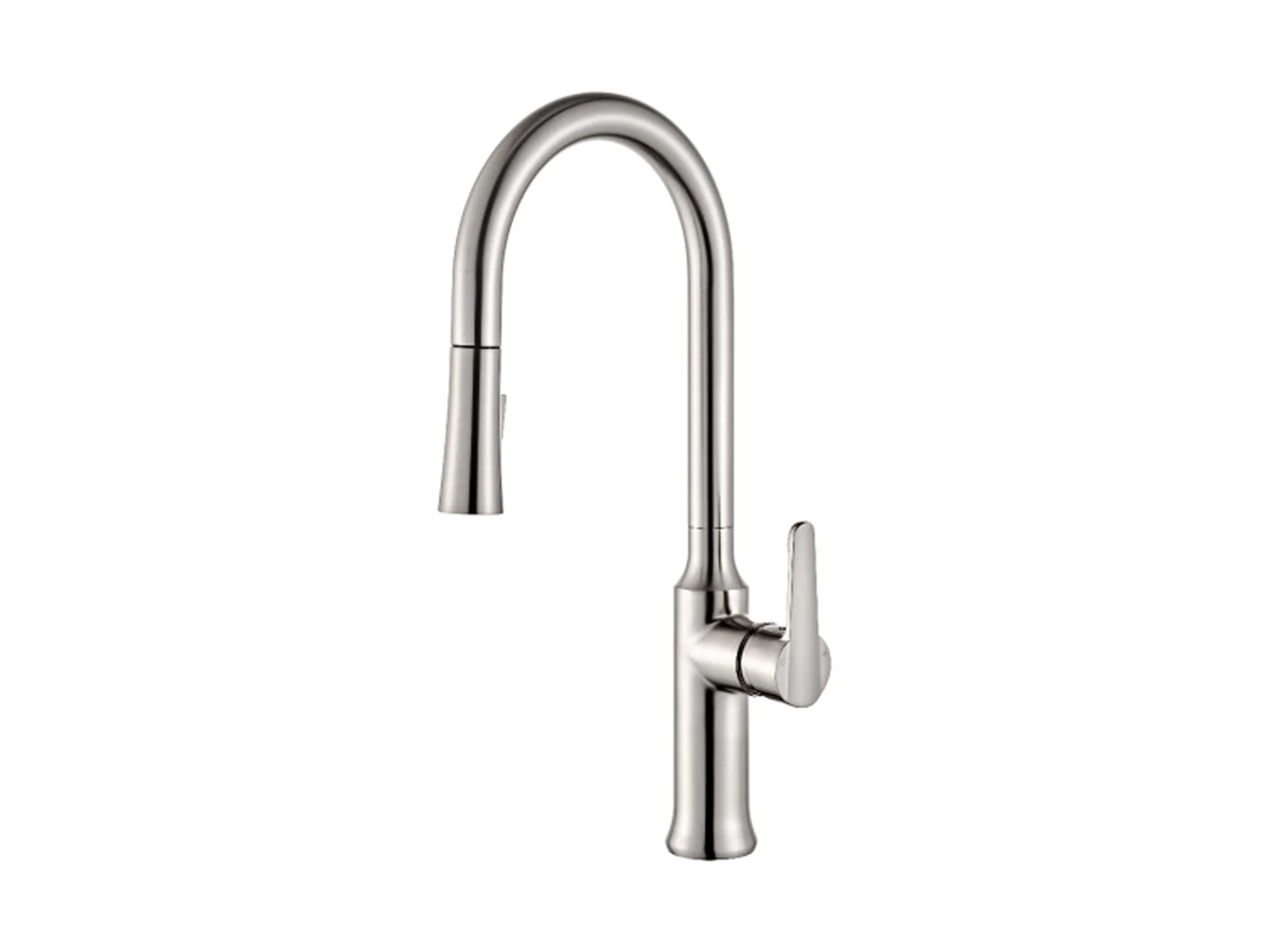 Gooseneck Pull-Down Kitchen Faucet — Brushed Nickel