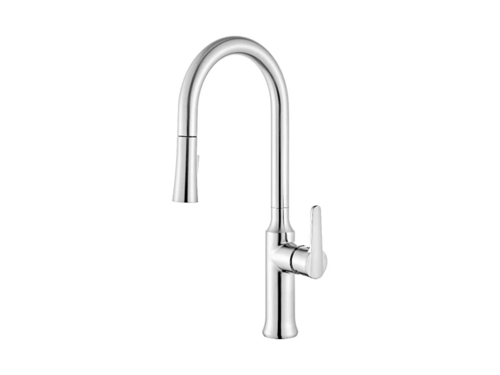 Gooseneck Pull-Down Kitchen Faucet — Chrome