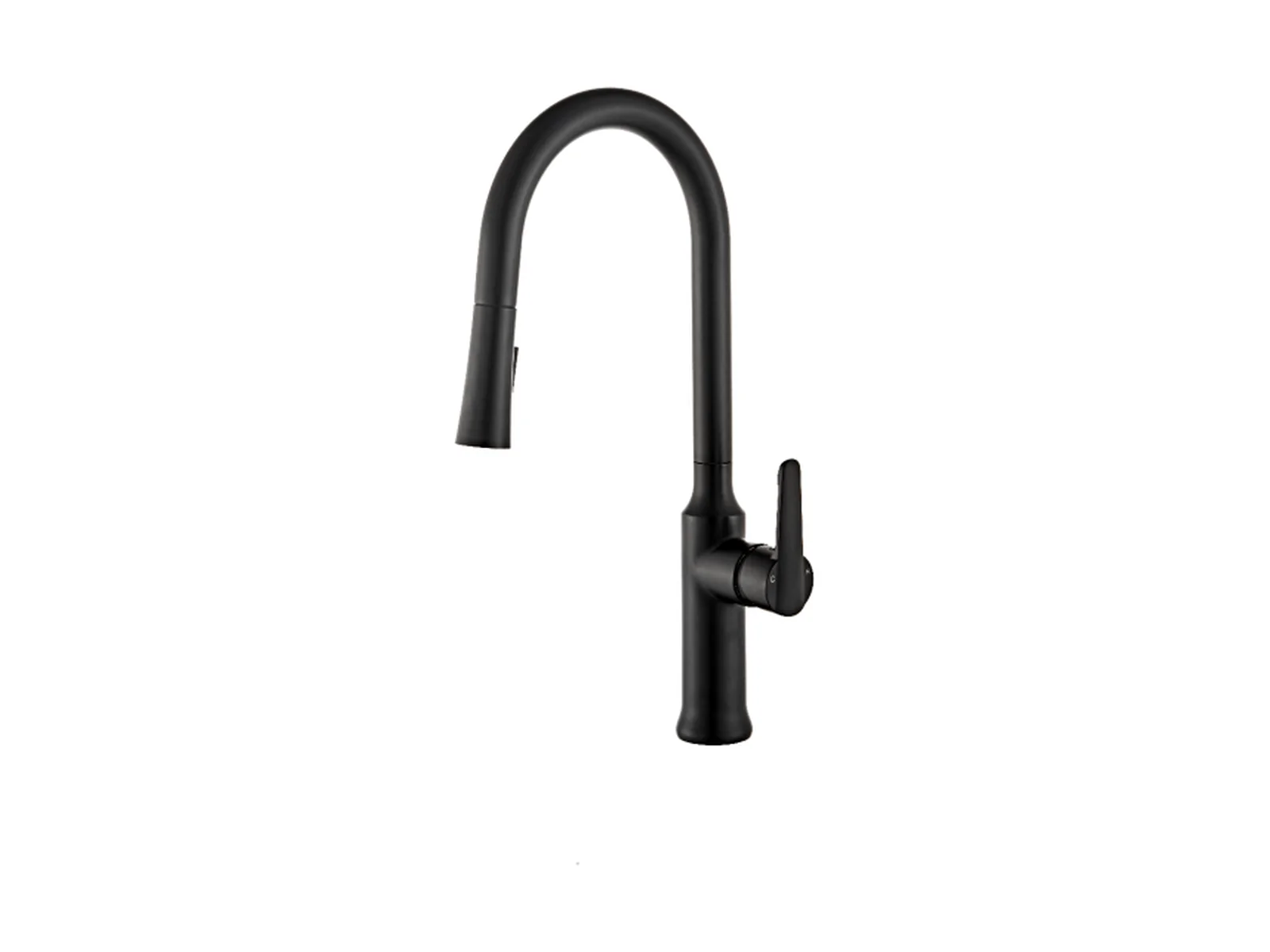 Gooseneck Pull-Down Kitchen Faucet — Matte Black