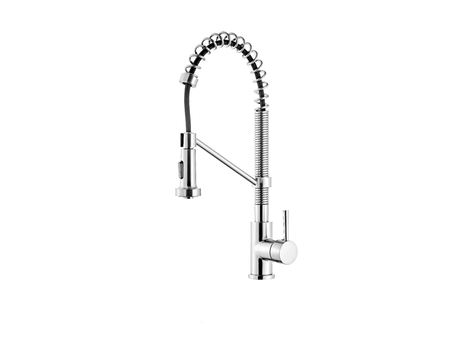 Commercial-Style Spring Pull-Down Kitchen Faucet — Chrome