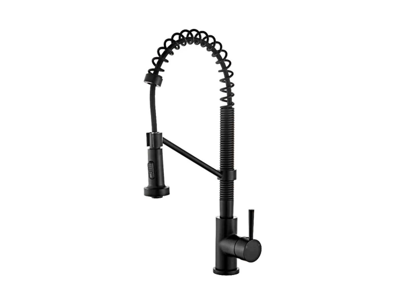 Commercial-Style Spring Pull-Down Kitchen Faucet — Matte Black