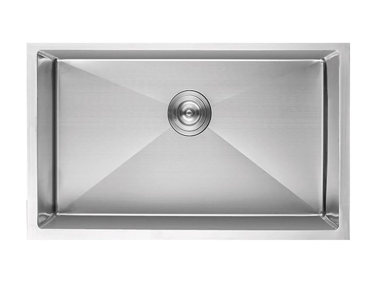 24" Stainless Steel Undermount Kitchen Sink — Single bowl top view