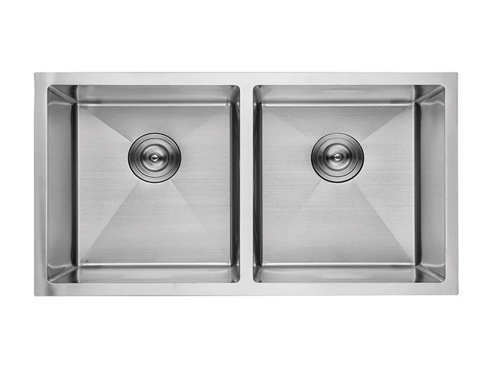 30" Stainless Steel Undermount Kitchen Sink — Double bowl top view