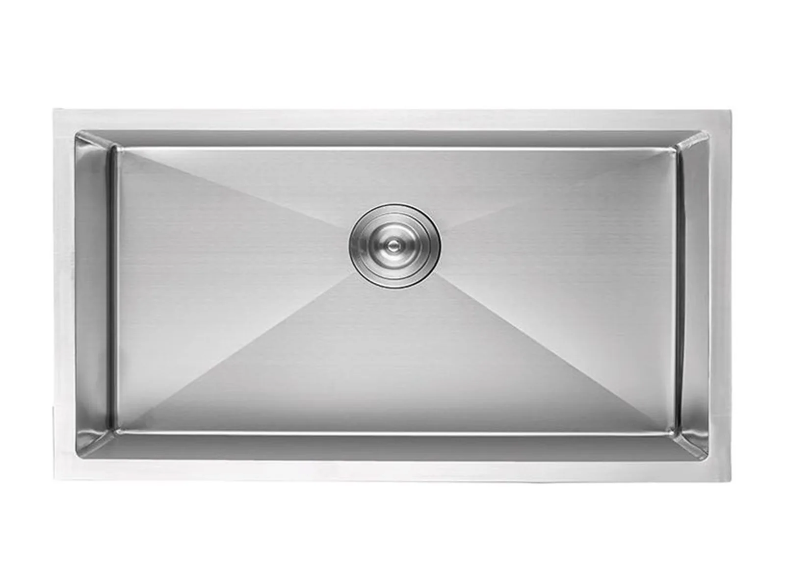 30" Stainless Steel Undermount Kitchen Sink — Single bowl top view