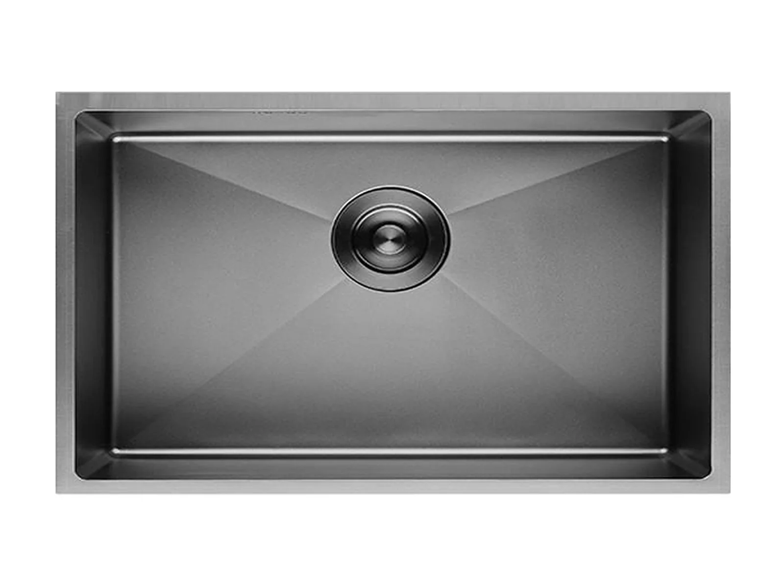 30" Black Stainless Steel Undermount Kitchen Sink — Single bowl top view