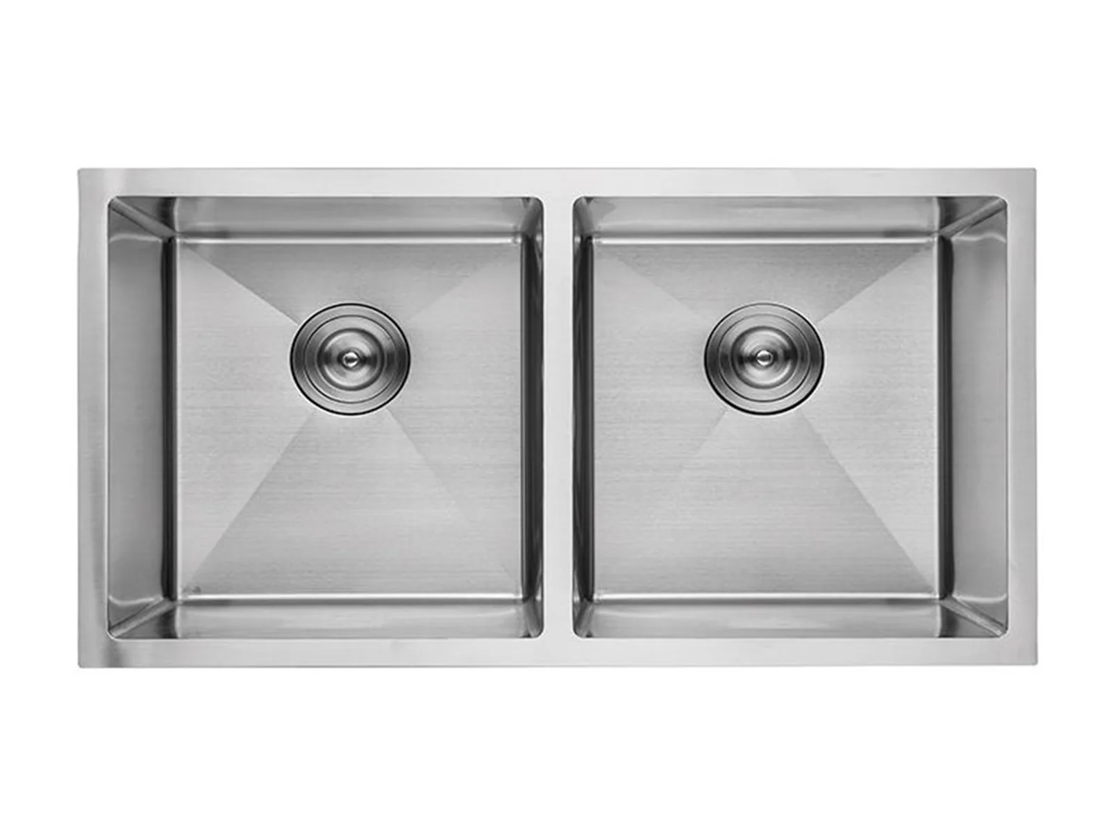 32" Stainless Steel Undermount Kitchen Sink — Double bowl top view