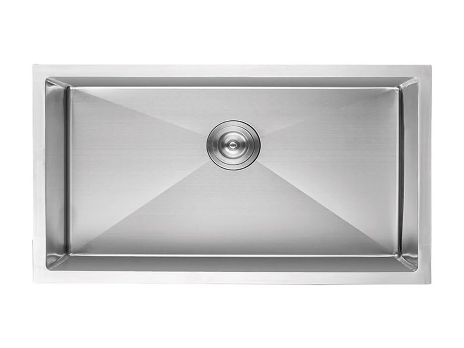 32" Stainless Steel Undermount Kitchen Sink — Single bowl top view