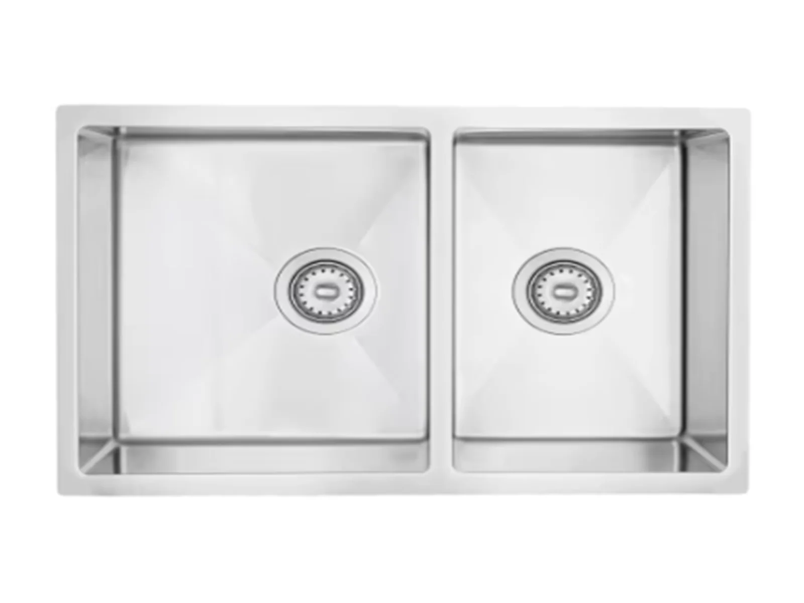 34" Stainless Steel Undermount Kitchen Sink — Double bowl top view