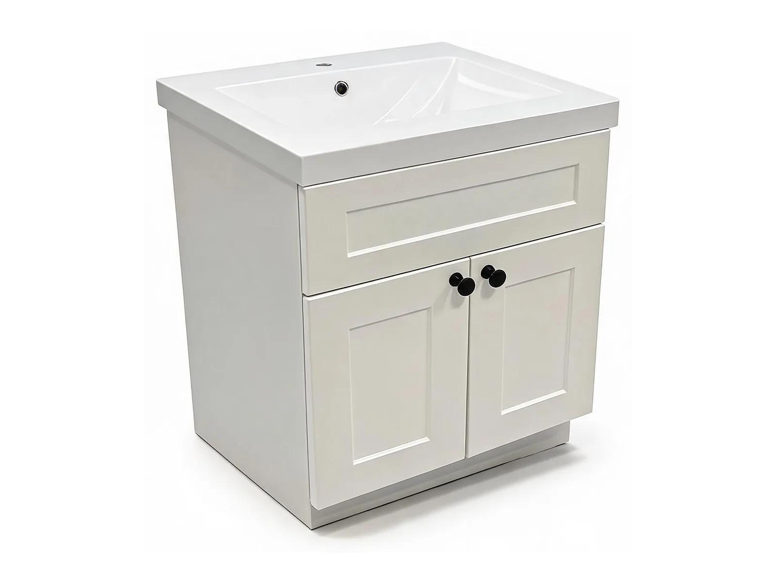 24" White Shaker Double-Door Vanity with 24.5" Countertop